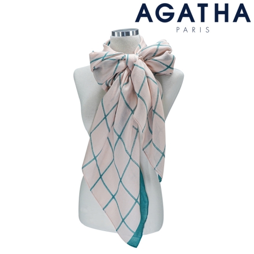 아가타 SB-3UPP040GR_ 체크 롱 스카프 브리나 그린