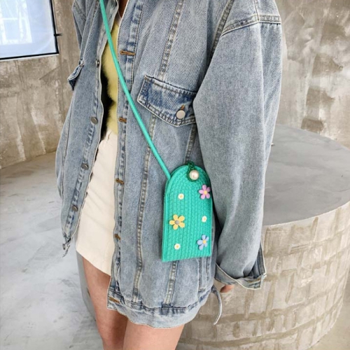 예쁜 꽃무늬 장식 여성용 미니크로스백 보조가방