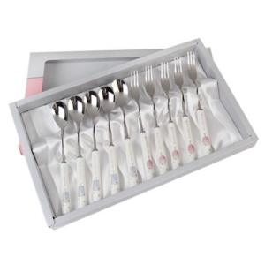 골든벨금속 아이스크림 도자기 티스푼+포크 세트