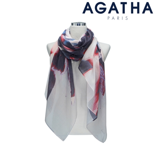 아가타 SB-2UPP070RE_ 붓터치 패턴 롱 스카프 클라라 레드