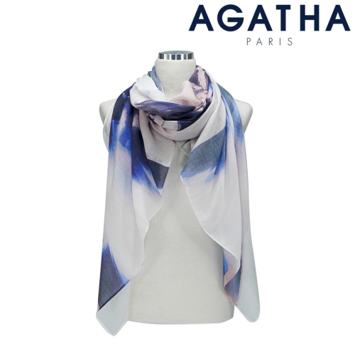 아가타 SB-2UPP070BU_ 붓터치 패턴 롱 스카프 클라라 블루