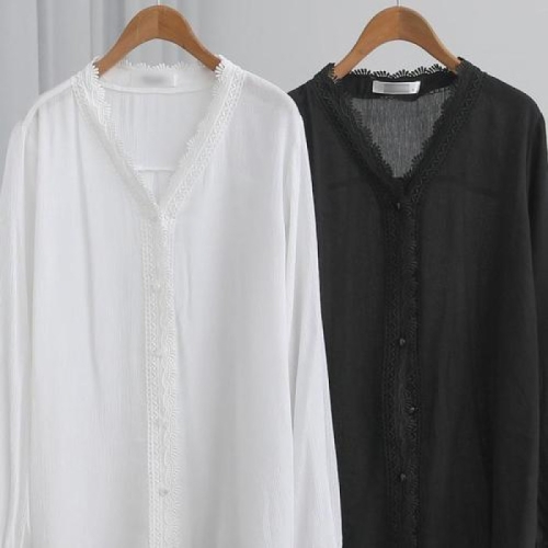 시드마켓 클랜 레이스 블라우스 202G482S 빅사