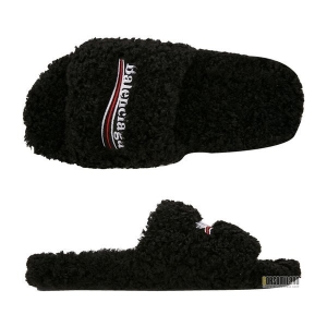 발렌시아가 퍼리 슬라이드 블랙 슬리퍼_654747 W2DO1 1096