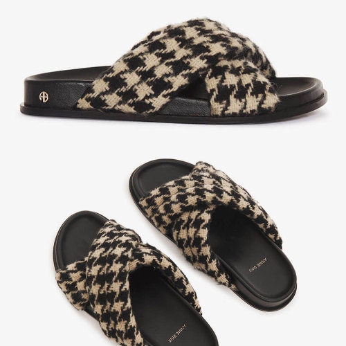 ANINE BING 애니빙 LIZZIE 슬라이드 샌들 HOUNDSTOOTH A-14-4028-131