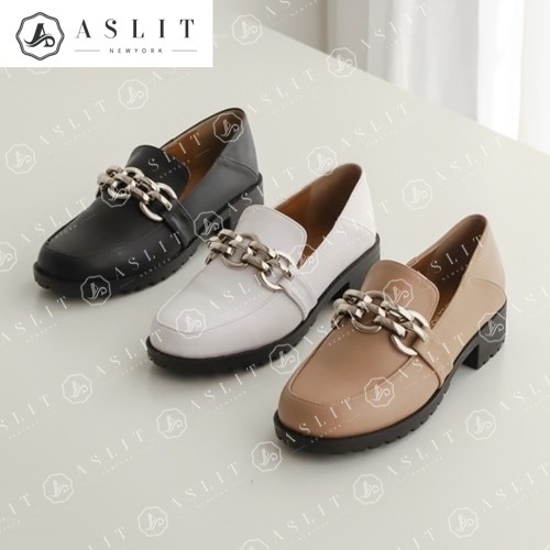 애슬릿 여성 스퀘어 금장 로우 힐 뮬 블로퍼 3cm  6725993