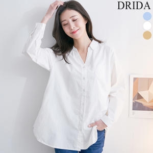 드리다 여자 루즈핏 빅사이즈 레이스 흰색 긴팔 롱 셔츠 40-50대 미시옷 중년 여성 엄마옷 봄 하늘 남방