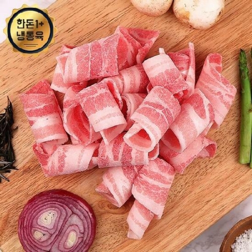 웰굿  한돈1+ 국내산 돼지고기 냉동대패 삼결살 1kg