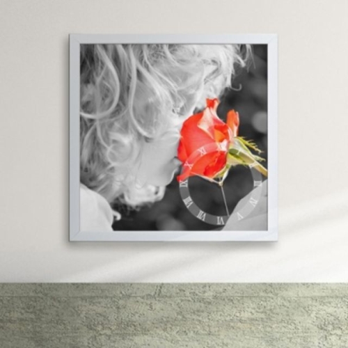 꾸밈  iy271-꽃과 소녀 액자벽시계-