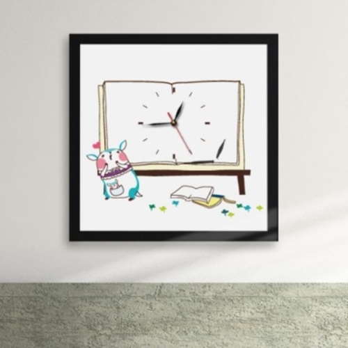 아트박스  꾸밈  iz222-책이좋은캥거루아줌마액자벽시계_디자인액자시계