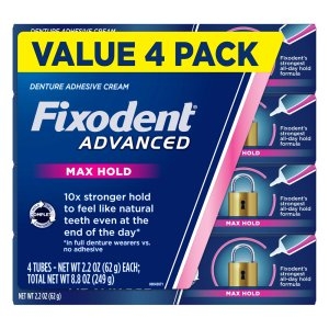 픽소덴트  맥스 홀드 틀니 접착제 62g 4팩