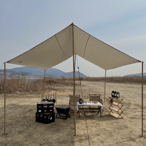 레오루카  아이보리 렉타 타프 감성 차박 차량용 그늘막 캠핑 타프쉘 대형 중형