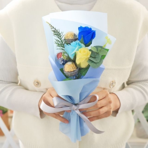 알사탕닷컴  쁘띠 페레로로쉐 꽃다발 블루 초콜릿 사탕 선물 부케