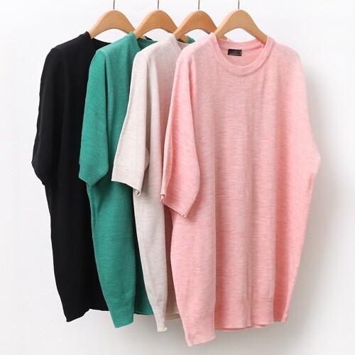 빅사이즈사랑해요 9002L203 멜란지 무지 반팔니트 AP