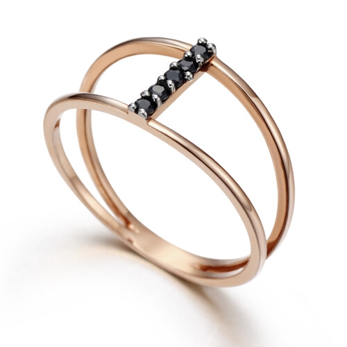 커플레인  18K 블랙 두줄 반지 R18SW031