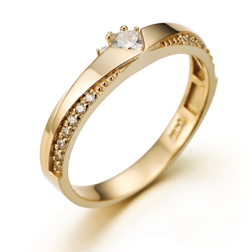 커플레인  18K 라인 포인트 여자 골드 반지 R18WR089