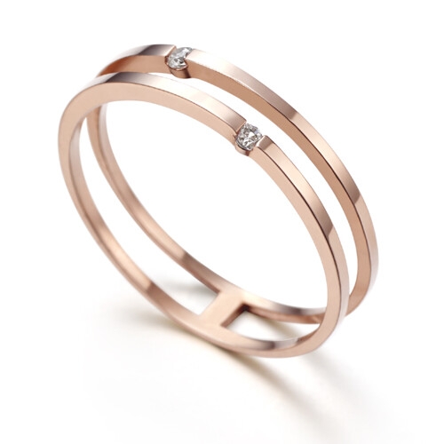 커플레인  18K 투포인트 두줄 검지 반지 R18SW034