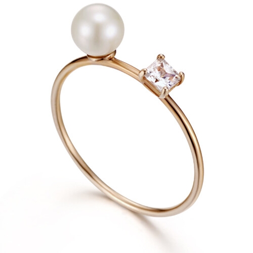 커플레인  투포인트 18K 담수 진주반지 R18SW057