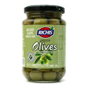 리치스  그린올리브 365g /홀 피티드 -유리병