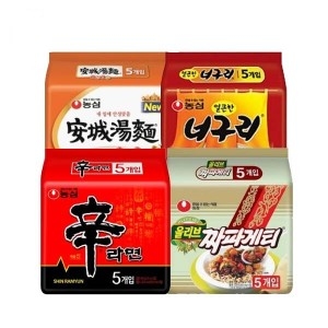 농심  신라면10개 + 얼큰한너구리10개 + 짜파게티10개 + 안성탕면10개