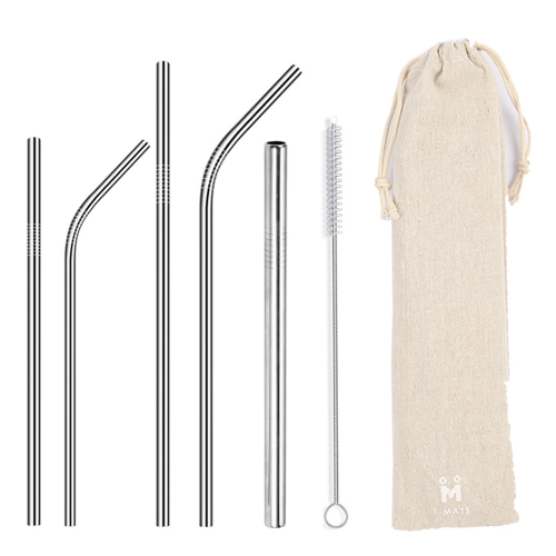 아이메이트  스테인레스 빨대 세척솔 6종 세트 + 베이지 파우치 1세트