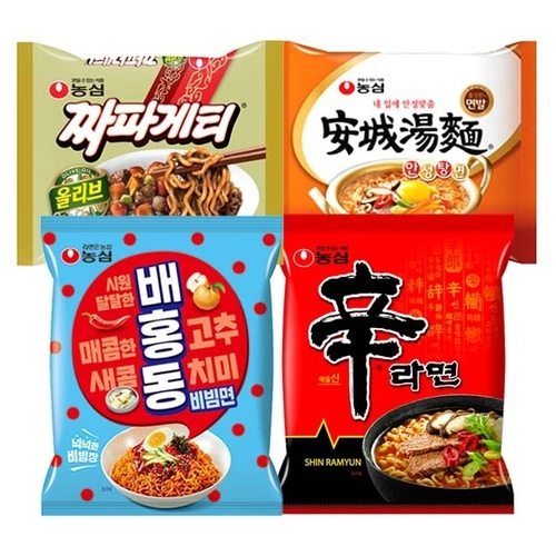 농심  신라면5개 + 안성탕면5개 + 짜파게티5개 + 배홍동비빔면4개