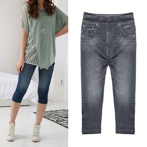 쿠디 여자 여름 캐주얼 코디 엠보워싱 청나염 7부레깅스 W7FA1BC W7FA1BC