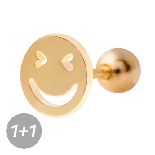 미니아트  스마일 캐릭터 14K 로즈골드 금침 피어싱 귀걸이 2종