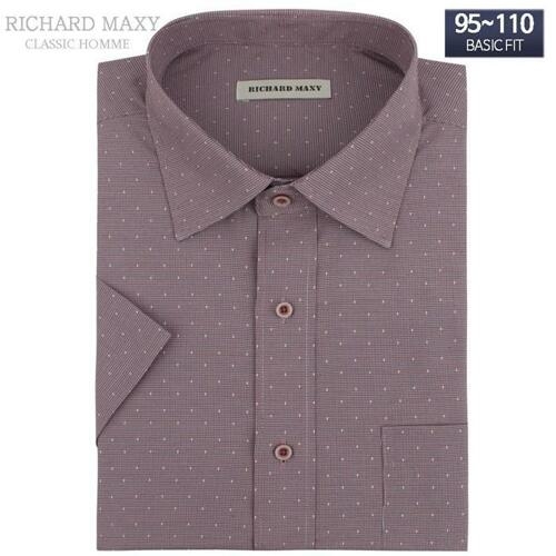 일반핏 반팔  와인 잔체크 반팔 와이셔츠 SMA1295  6090420