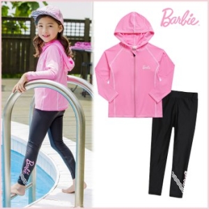 바비  후드집업래쉬가드 물결 워터레깅스세트 (BBSS8370KP)