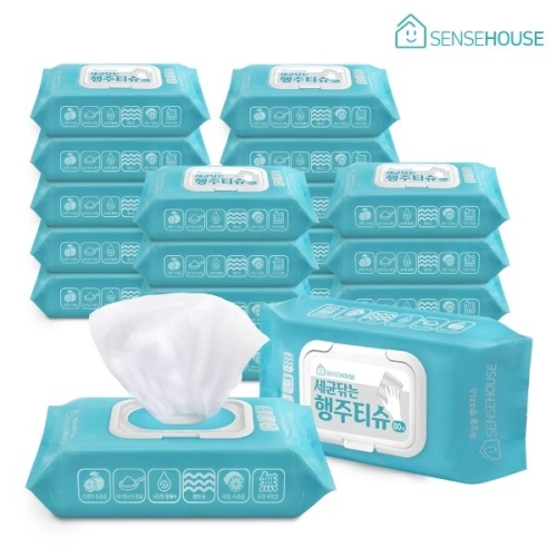 센스하우스  세균닦는 행주티슈 캡형 80매
