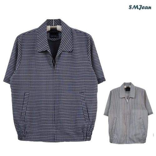 에스엠진 SMJ1154 어르신 반팔 점퍼 남성 바람막이 린넨 st. 시원한 여름 점퍼