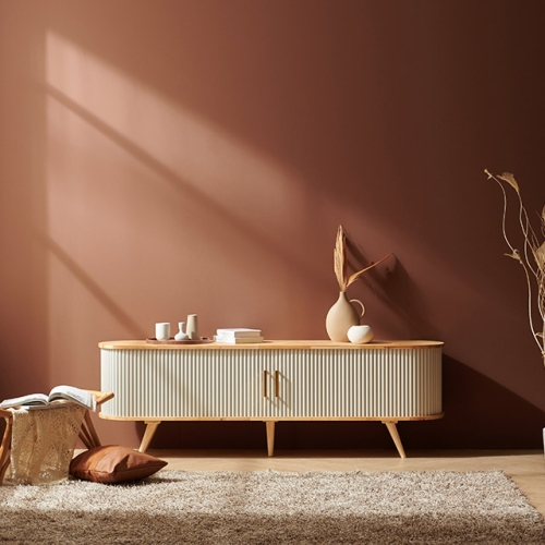 리빙디자인연구소 엄버 내추럴 1800 원목 템바보드 슬라이딩 높은 거실장