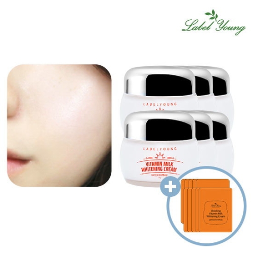 라벨영 즉각미백 화이트닝 톤업 보습 영양 연예인 승무원크림 쇼킹비타민우유미백크림 4+2