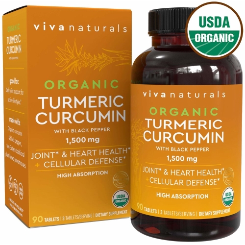 Viva Naturals 관절 강황 커큐민 보충제 1500mg 90정