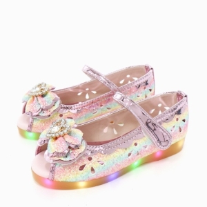 레인보우 무지개 LED 유아동 주니어 여아 구두