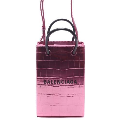 발렌시아가 44M 2022 593826 핸드폰 케이스 커버 폰 홀더 로고 핑크 블랙 1S4DN 5938261S4DN6260