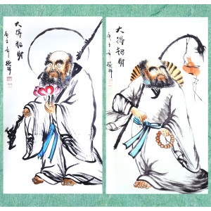 달마도 족자 (연꽃)