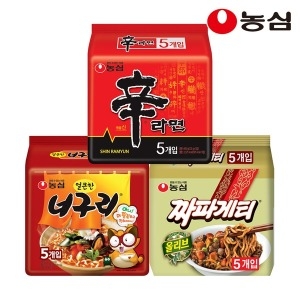 농심  신라면5개 + 얼큰한너구리5개 + 짜파게티5개