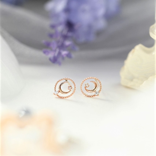 이랜드 로이드 라운드 문 10K Gold 귀걸이 LPTJ2054T