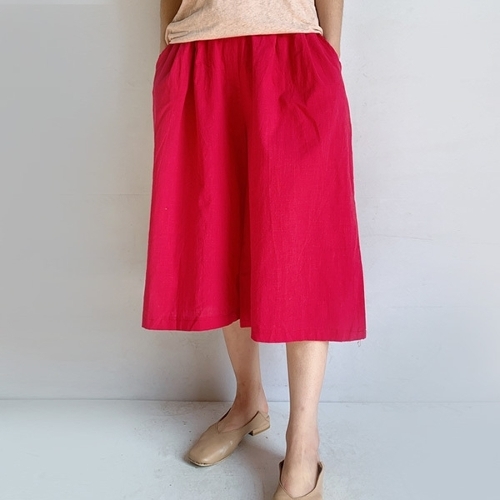 르찌나 치마 통 여성 면마 린넨 밴딩 바지 로다1