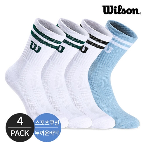 윌슨  남성 스포츠 양말 장목 등산양말 스포츠 쿠션 넥 투링글 크루삭스 4P_MX