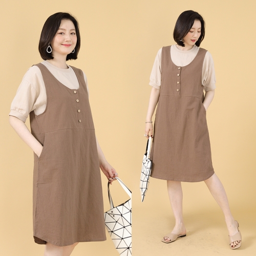애비뉴투지 엄마옷 여유 린넨 혼방 여름 민소매 원피스 O06212
