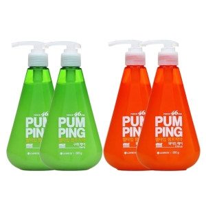 LG생활건강 페리오 46cm 펌핑치약 개운한 허브 285g 2개 + 싱그러운 시트러스 285g 2개