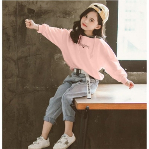 루루키즈 여아 주니어 기모 후드티 와 밍크본딩 청바지세트