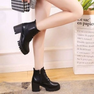 여성 레이스업 워커힐 미들굽 키높이 스트릿 캐주얼 9932643