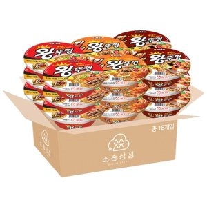 농심  컵라면 왕뚜껑 혼합 18입 왕뚜껑+김치+짬뽕 각 6개씩