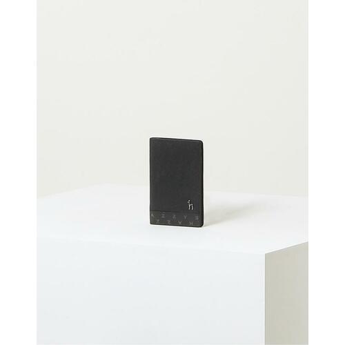 헤지스 남성 블랙 가죽 퍼피로고 라인배색 2단 카드지갑_HJHO0E457BK