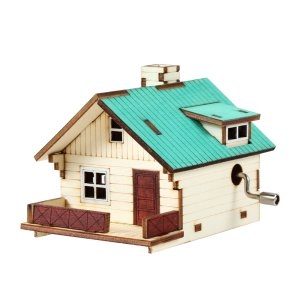 하비스  DIY 나무 모형 조립 키트 오르골 오두막 A YM862-4