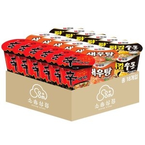 농심  신라면컵6개 + 새우탕컵6개 + 튀김우동컵6개