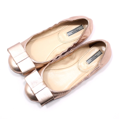 프라다 CIPRIA 메탈릭 리본 발레리나 플랫 1F564D